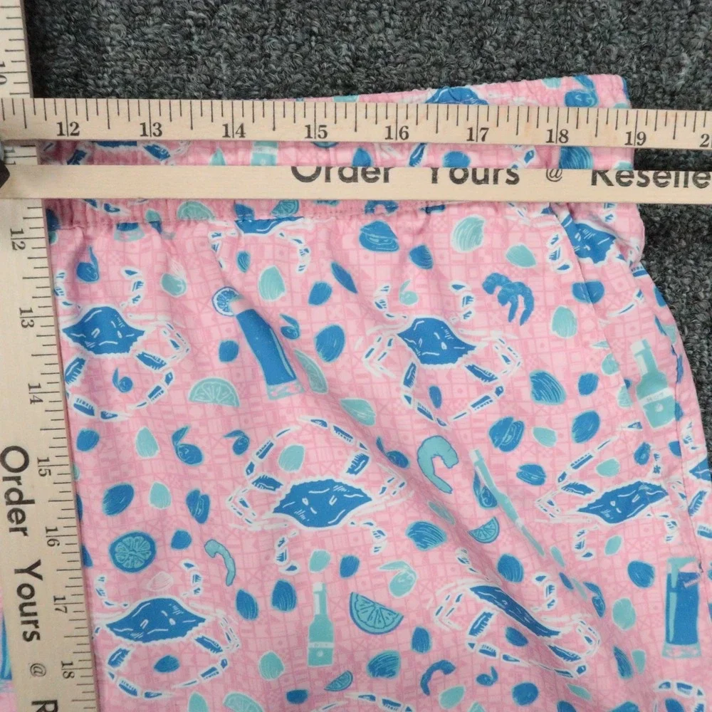 Peter Millar Shorts Mens XL Pink Blue Print Seaside Collection Shorts Lined Crab